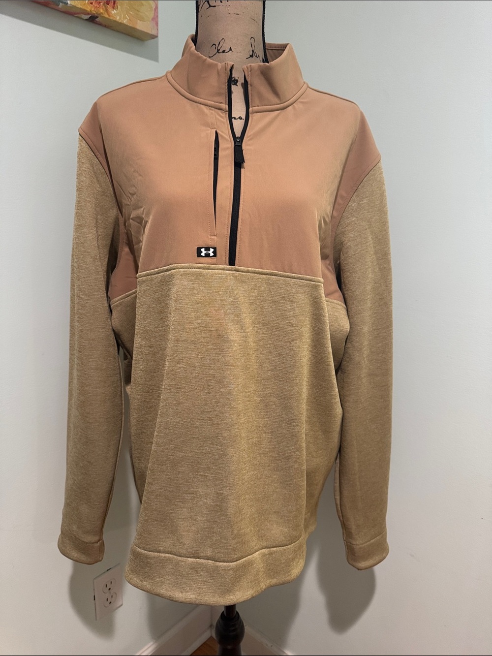 Under Armour Men’s Half-Zip Pullover Sweater in Tan and Camel size XL NWOT